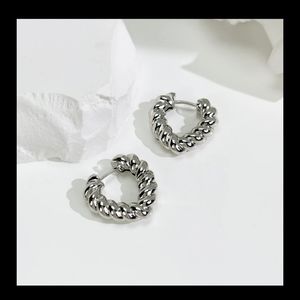 Silver Heart Twisted Hoops